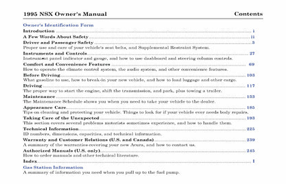 1995 Acura NSX Owner's Manual | English