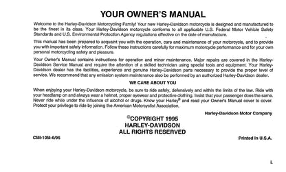 1996 Harley Davidson Police Owner's Manual | English