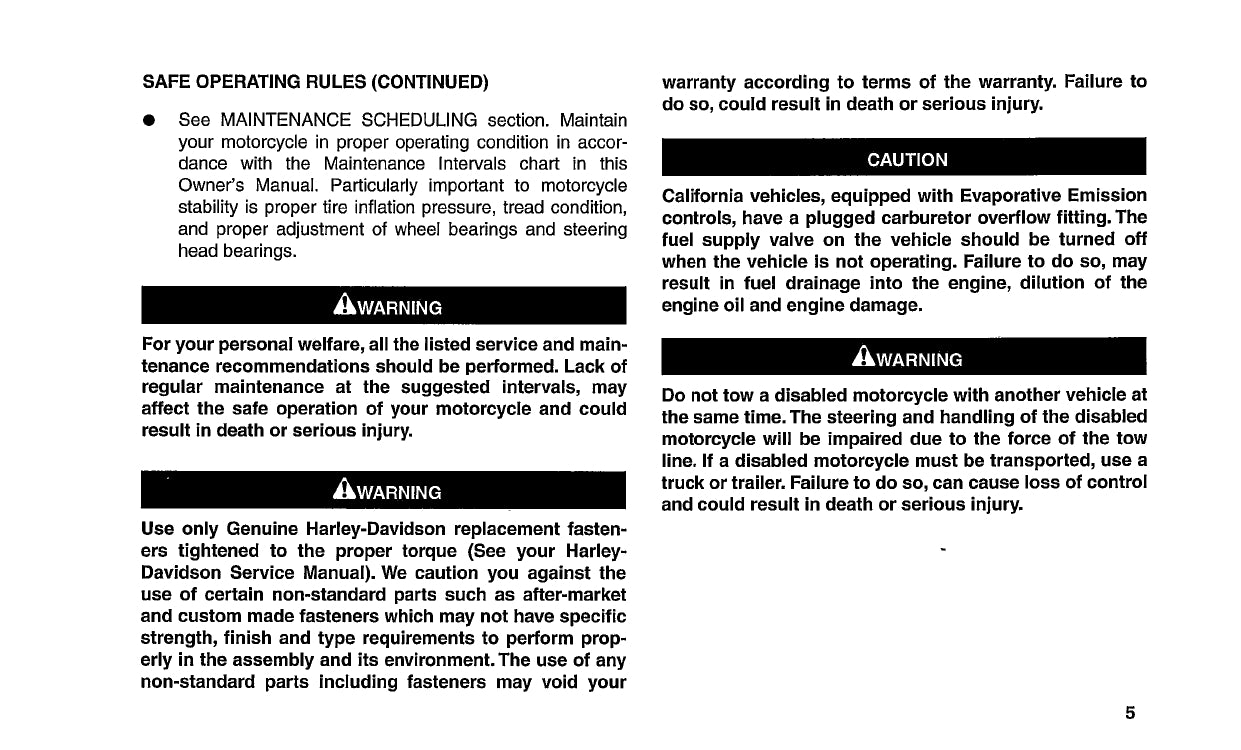 1999 Harley Davidson FXR2 Owner's Manual | English