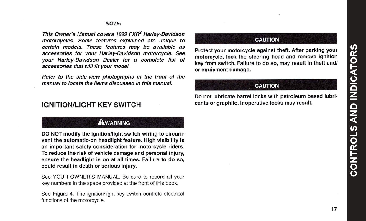 1999 Harley Davidson FXR2 Owner's Manual | English