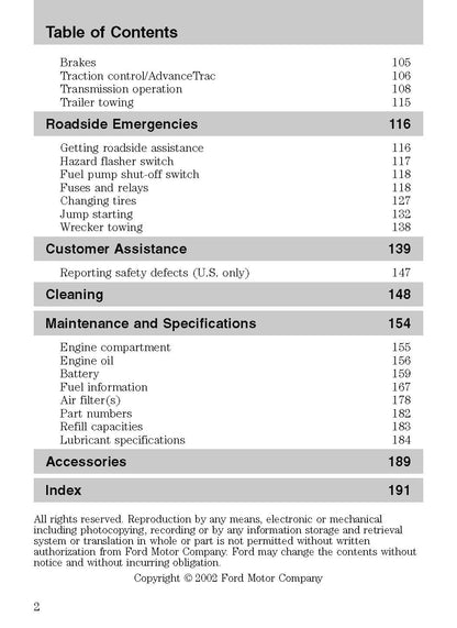 2003 Ford Thunderbird Owner's Manual | English