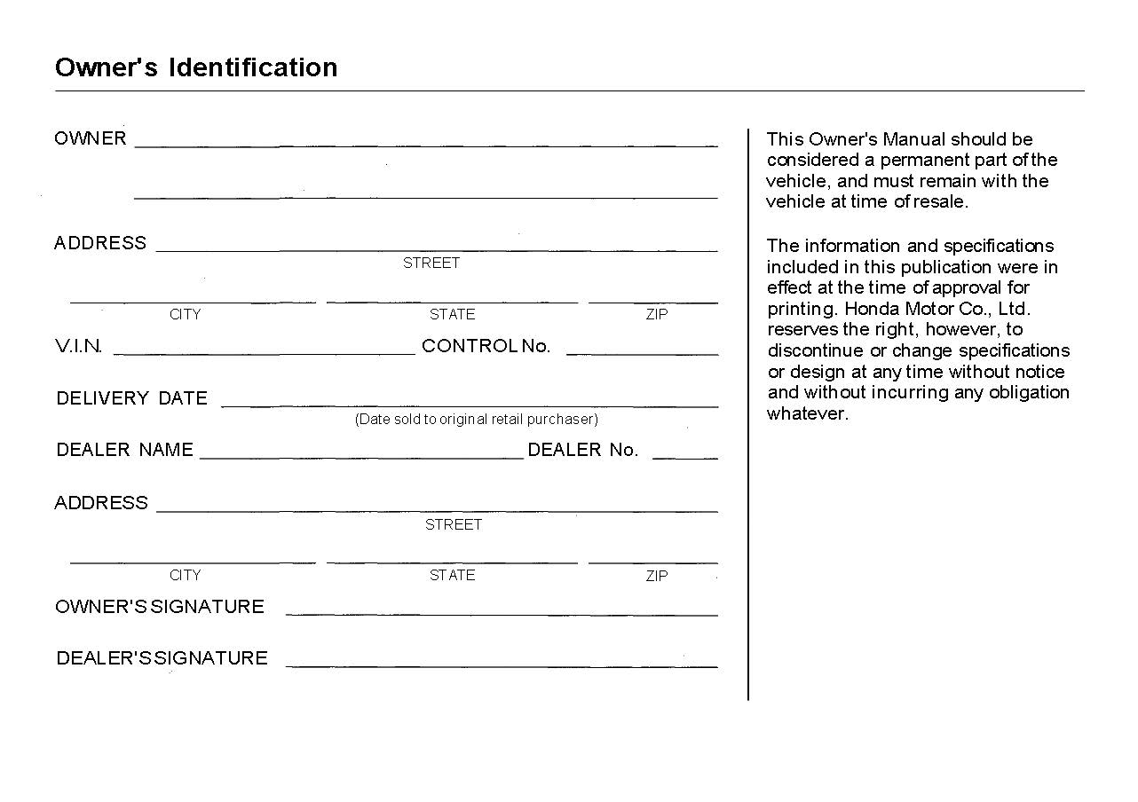 1991 Acura NSX Owner's Manual | English