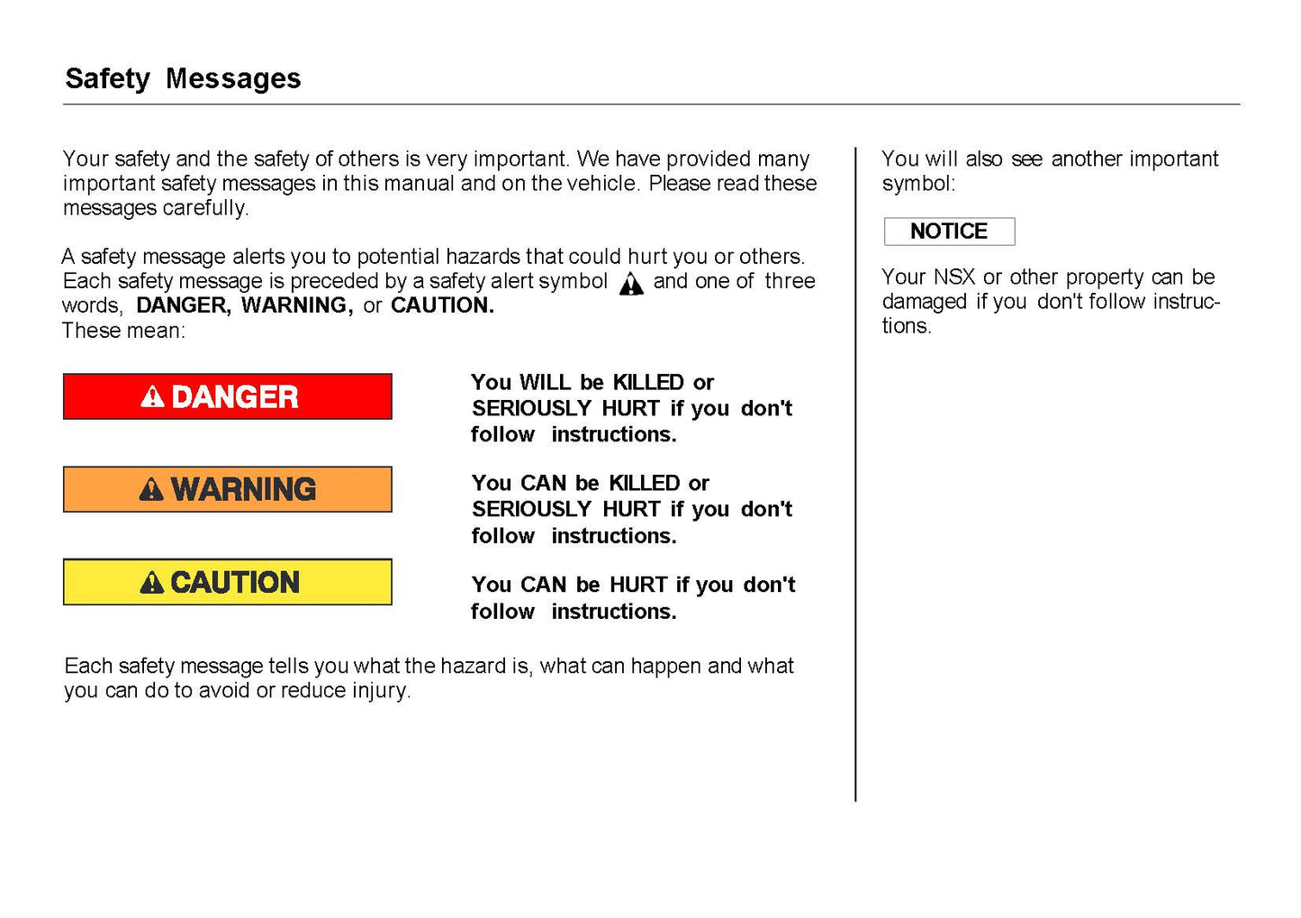 1991 Acura NSX Owner's Manual | English