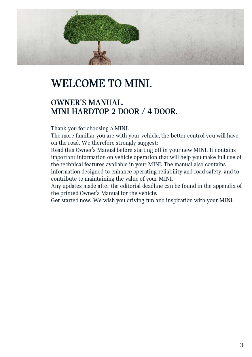 2021 Mini Hardtop 2 Door/4 Door Manuel du propriétaire | Anglais