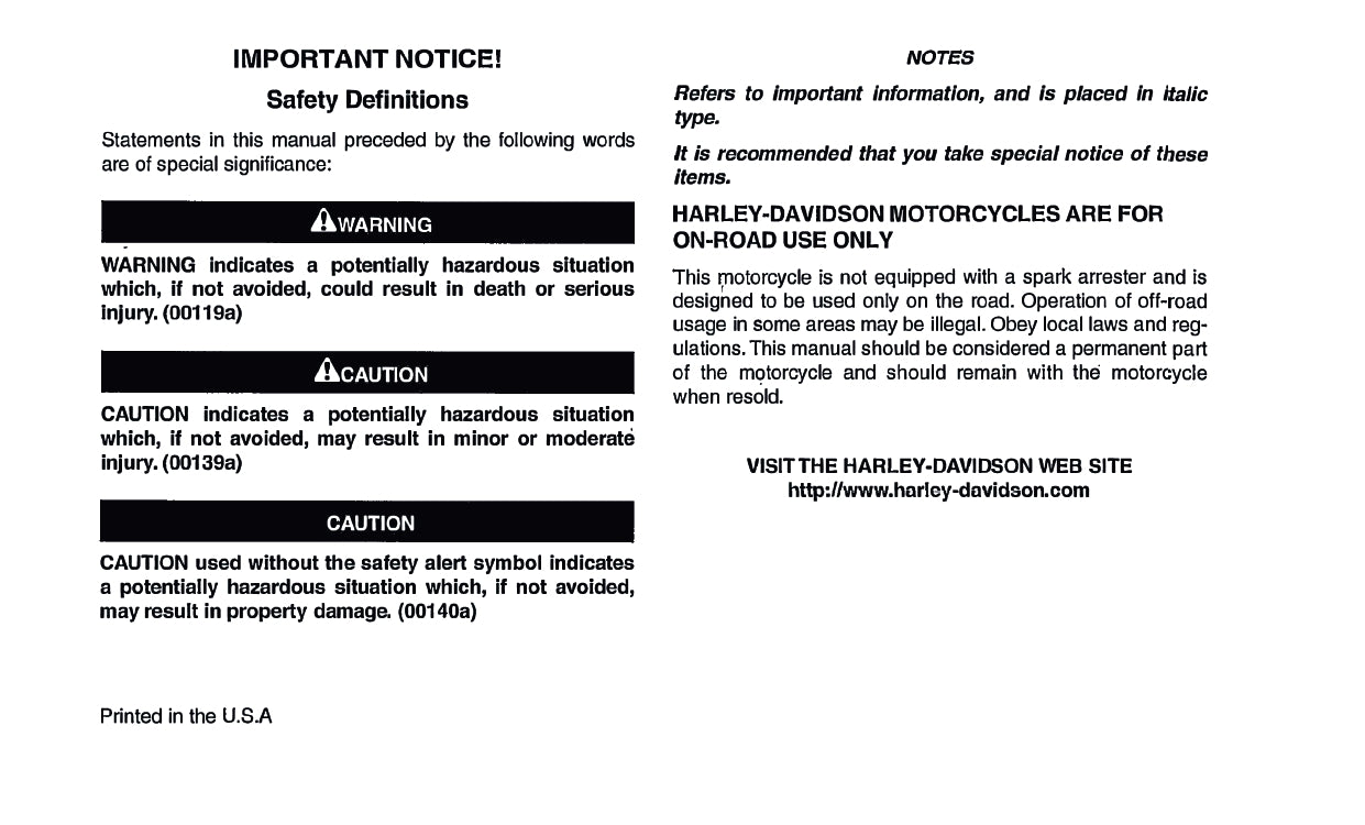 2004 Harley-Davidson Touring Owner's Manual | English