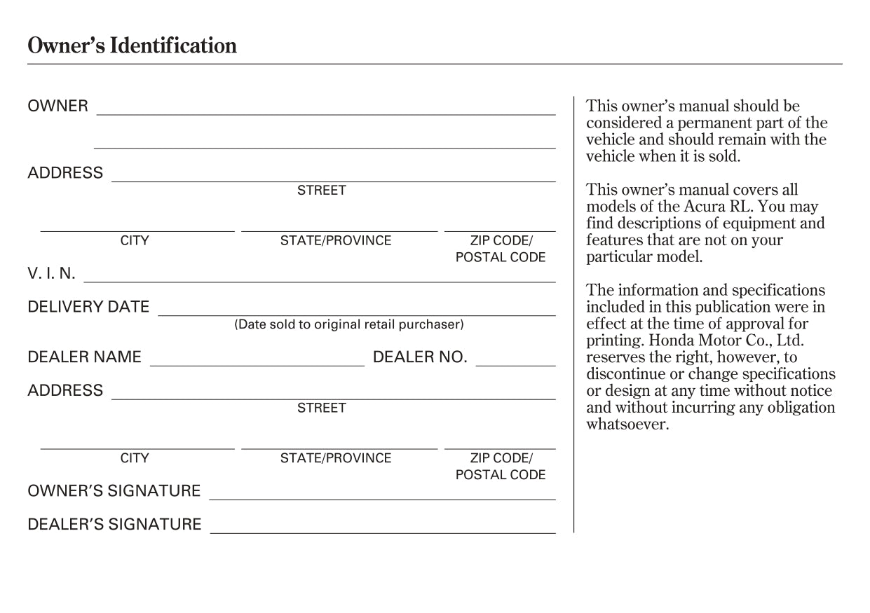 2008 Acura RL Owner's Manual | English