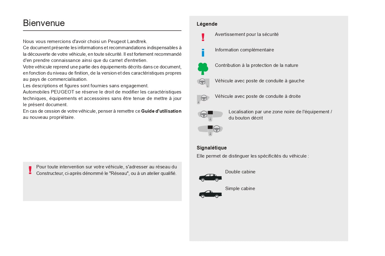 2022-2024 Peugeot Landtrek Owner's Manual | French