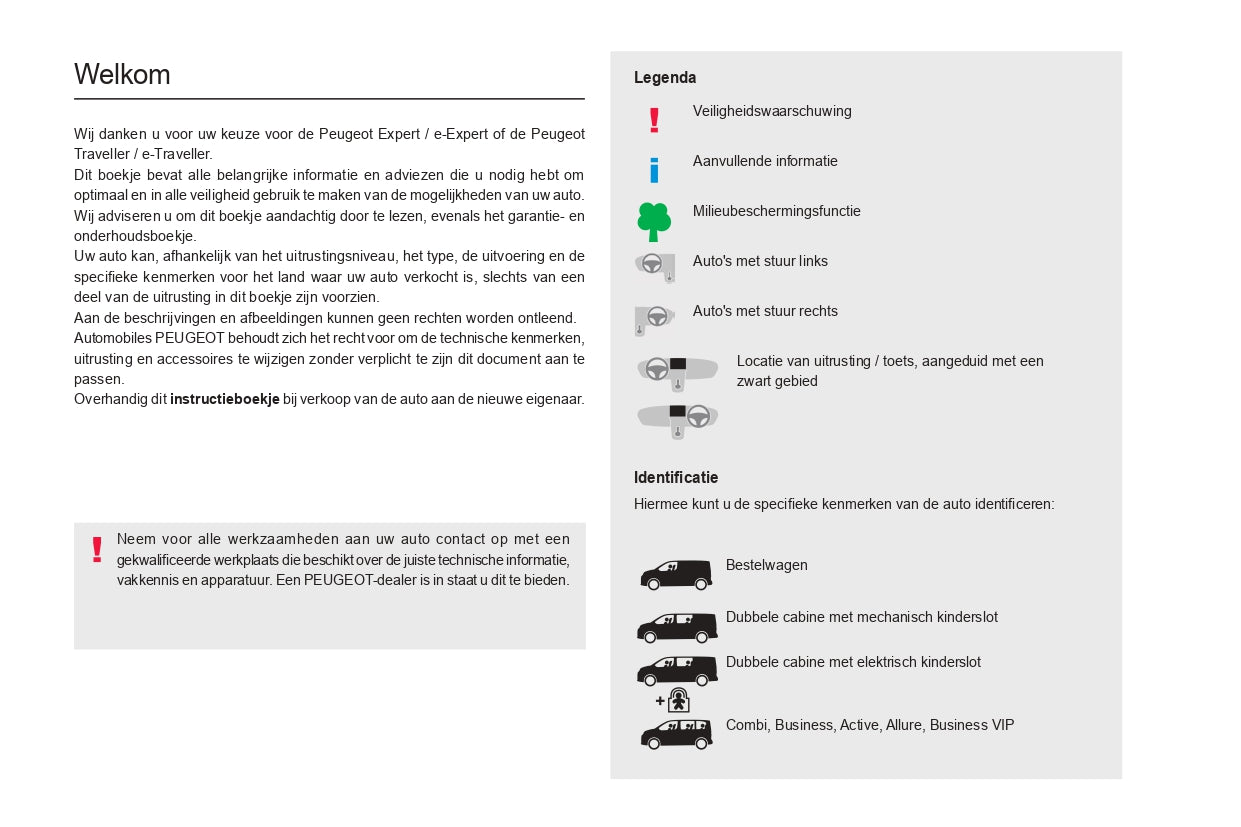 2022-2024 Peugeot Expert/Traveller/e-Expert/e-Traveller Owner's Manual | Dutch