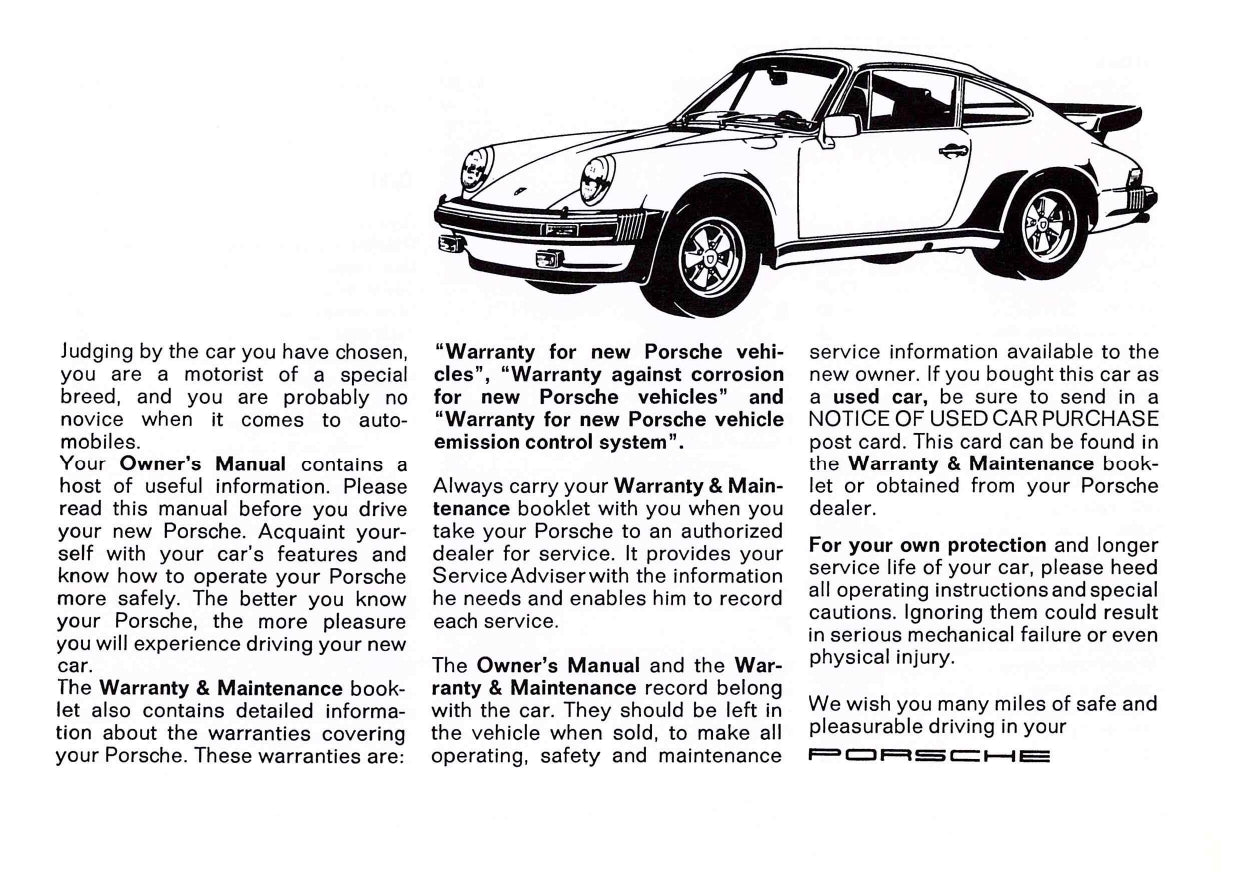 1983 Porsche 911 Turbo Manuel du propriétaire | Anglais