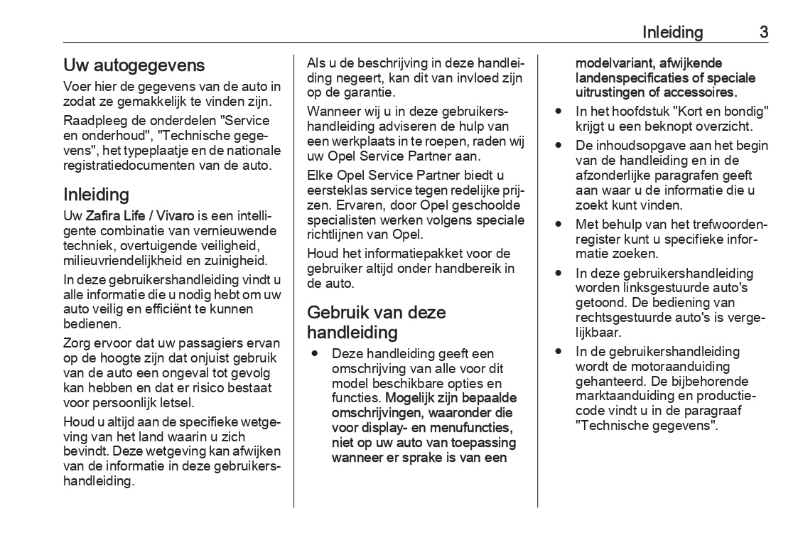 2022 Opel Vivaro Owner's Manual | Dutch