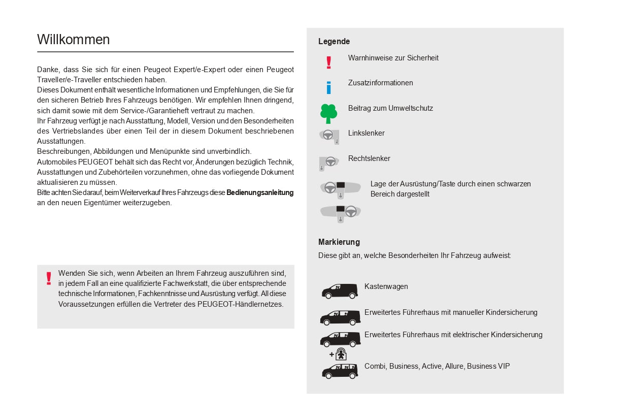 2022-2024 Peugeot Expert/e-Expert/Traveller/e-Traveller Manuel du propriétaire | Allemand