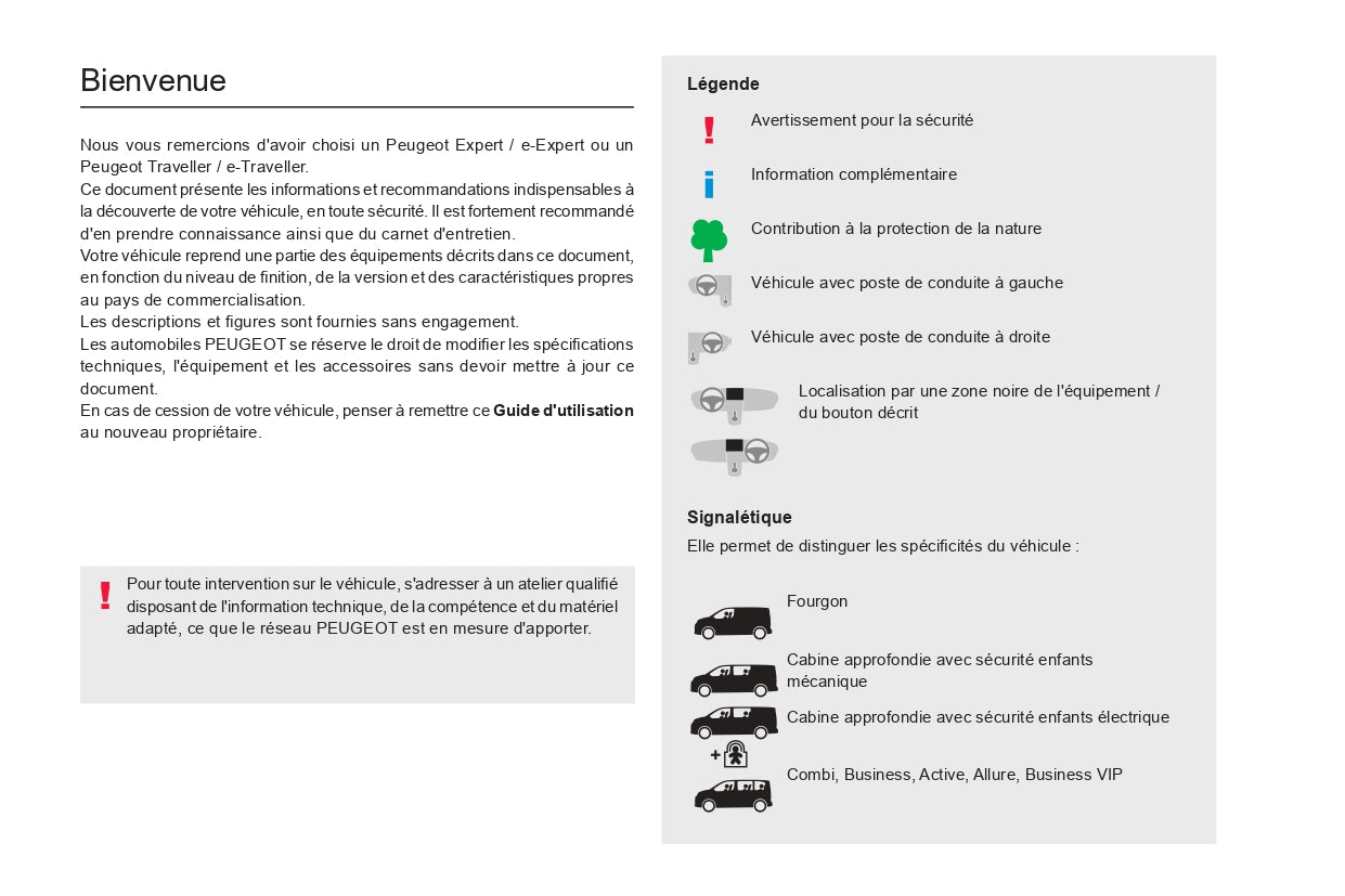 2024 Peugeot Expert/Traveller Owner's Manual | French