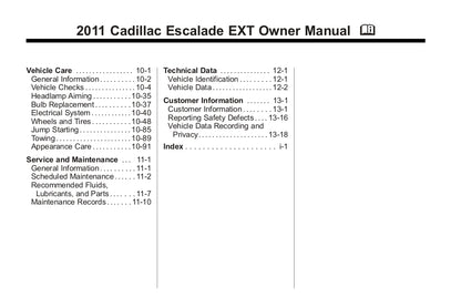 2011 Cadillac Escalade EXT Owner's Manual | English