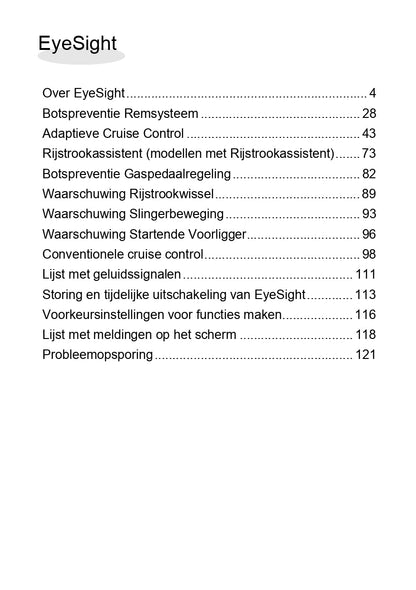 2019 Subaru Outback/Legacy Eyesight Manual | Dutch