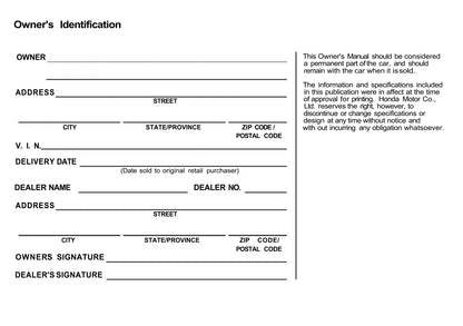 1995 Acura NSX Owner's Manual | English