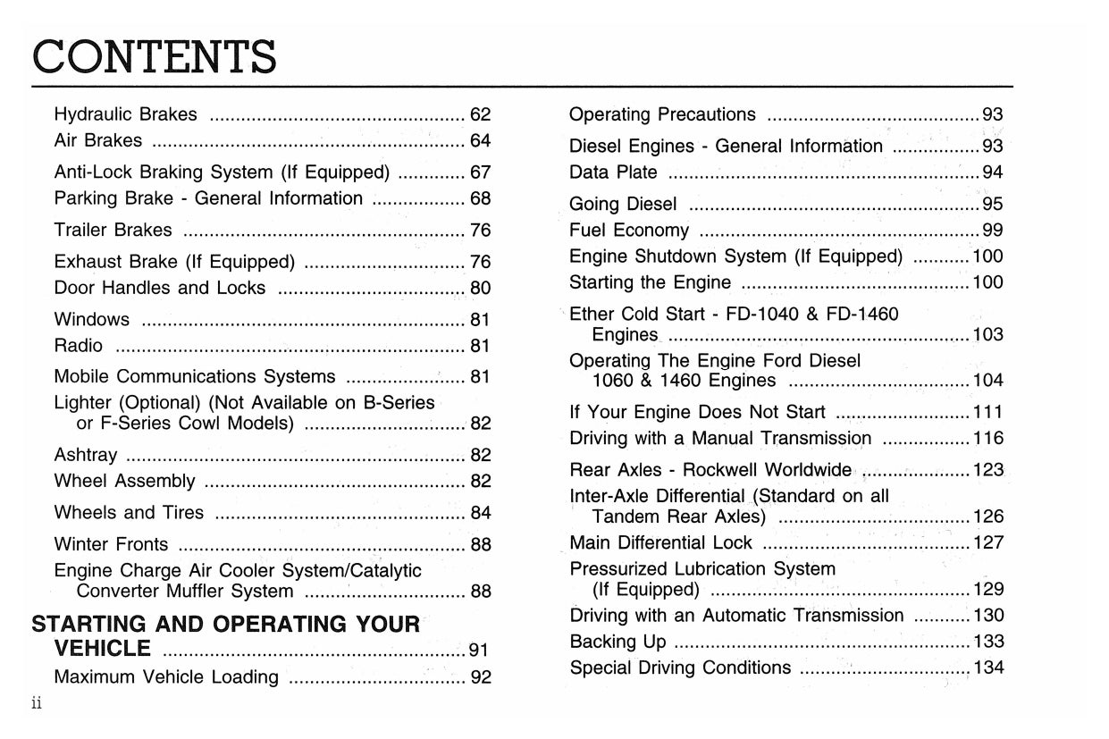 1998 Ford F&B Diesel Owner's Manual | English