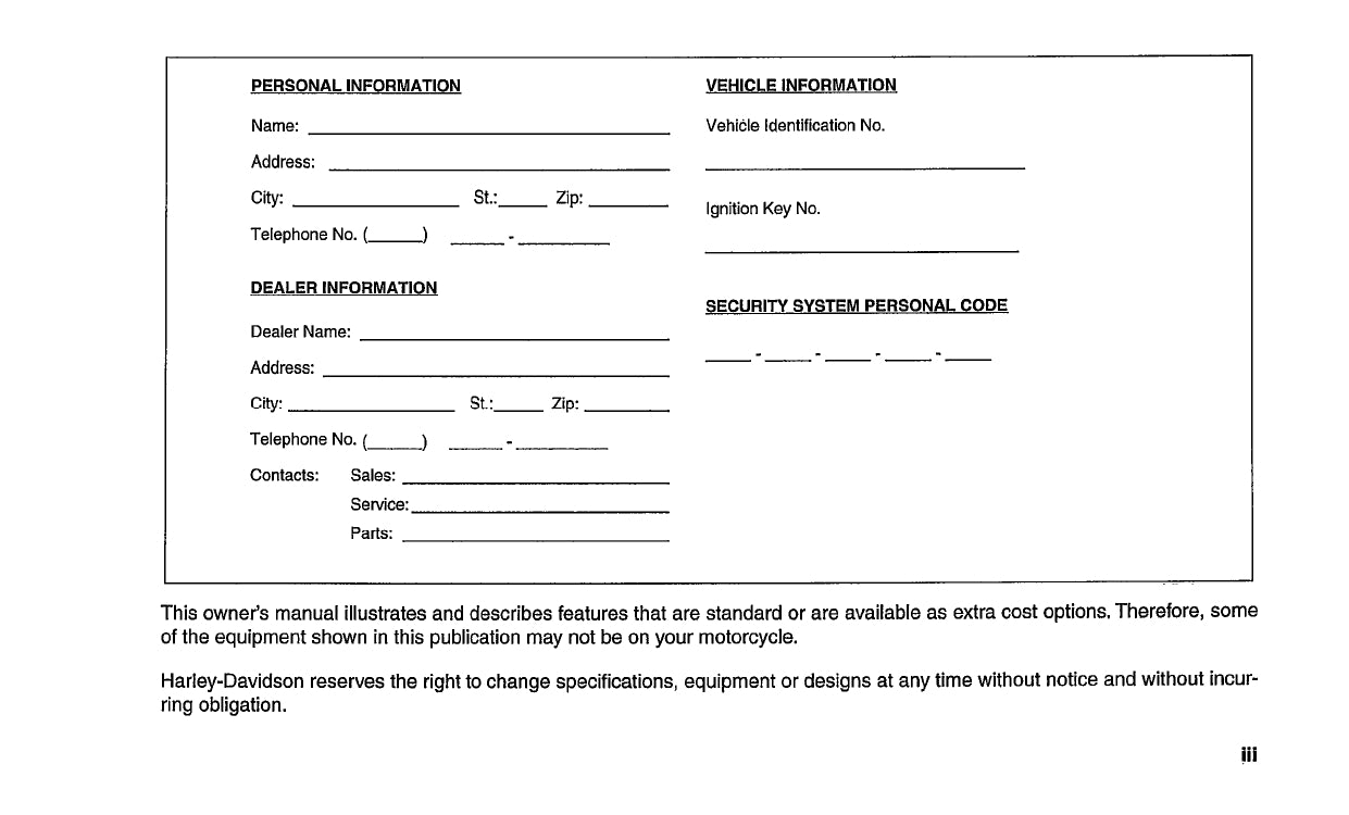 2004 Harley-Davidson Touring Owner's Manual | English