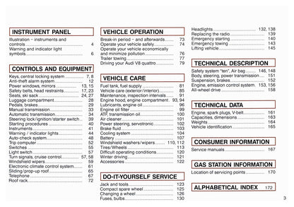 1990 Audi Quattro V8 Owner's Manual | English