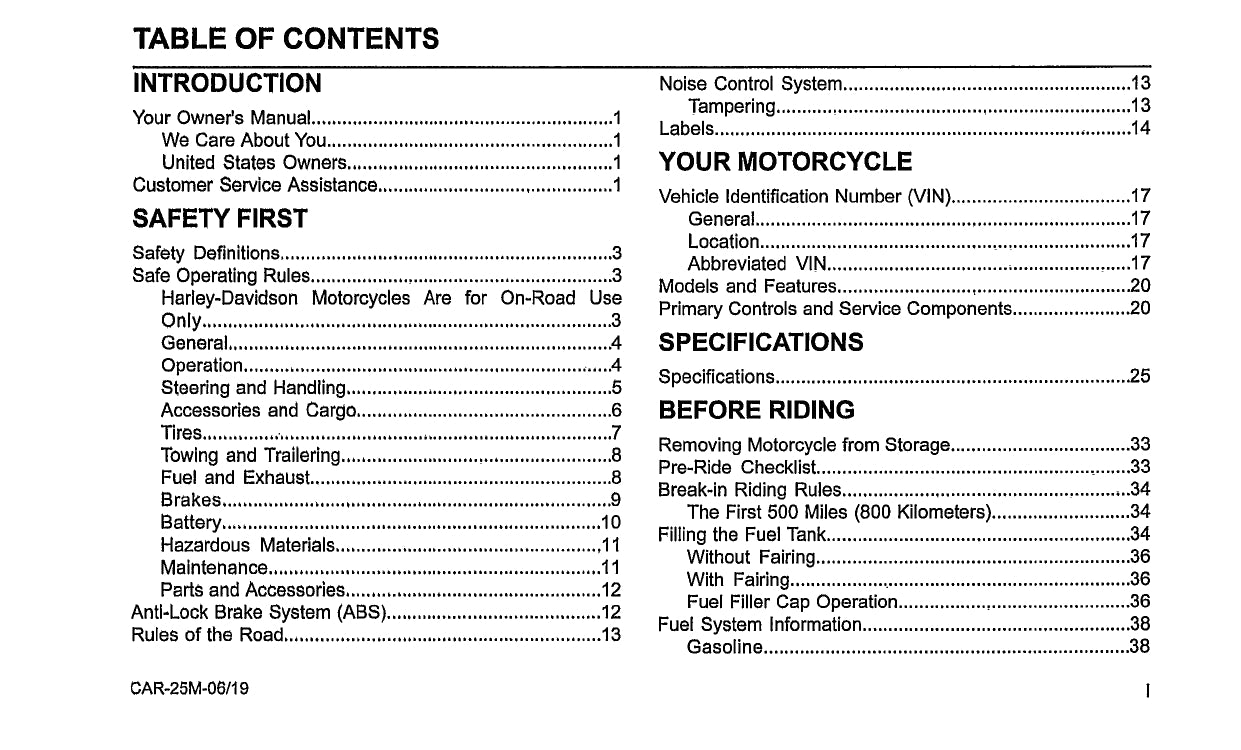 2020 Harley-Davidson Touring Owner's Manual | English