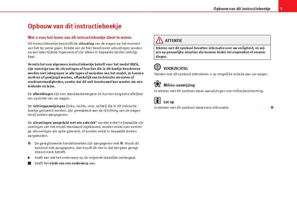 2012-2013 Seat Ibiza Owner's Manual | Dutch