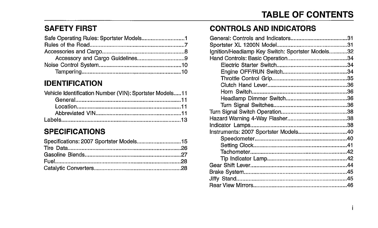 2007 Harley-Davidson Sportster Owner's Manual | English