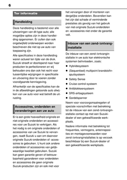 2020-2021 Suzuki Across Owner's Manual | Dutch