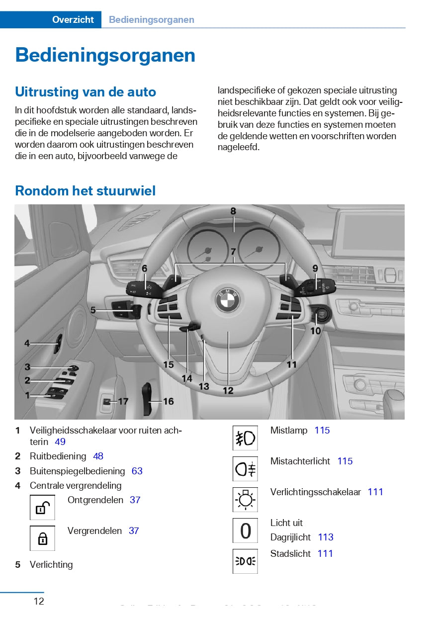 2016-2017 BMW 2 Series Gran Tourer Owner's Manual | Dutch