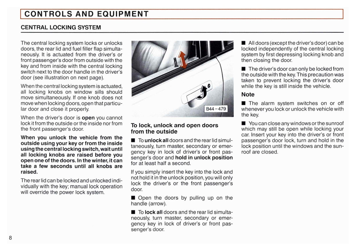 1990 Audi Quattro V8 Owner's Manual | English