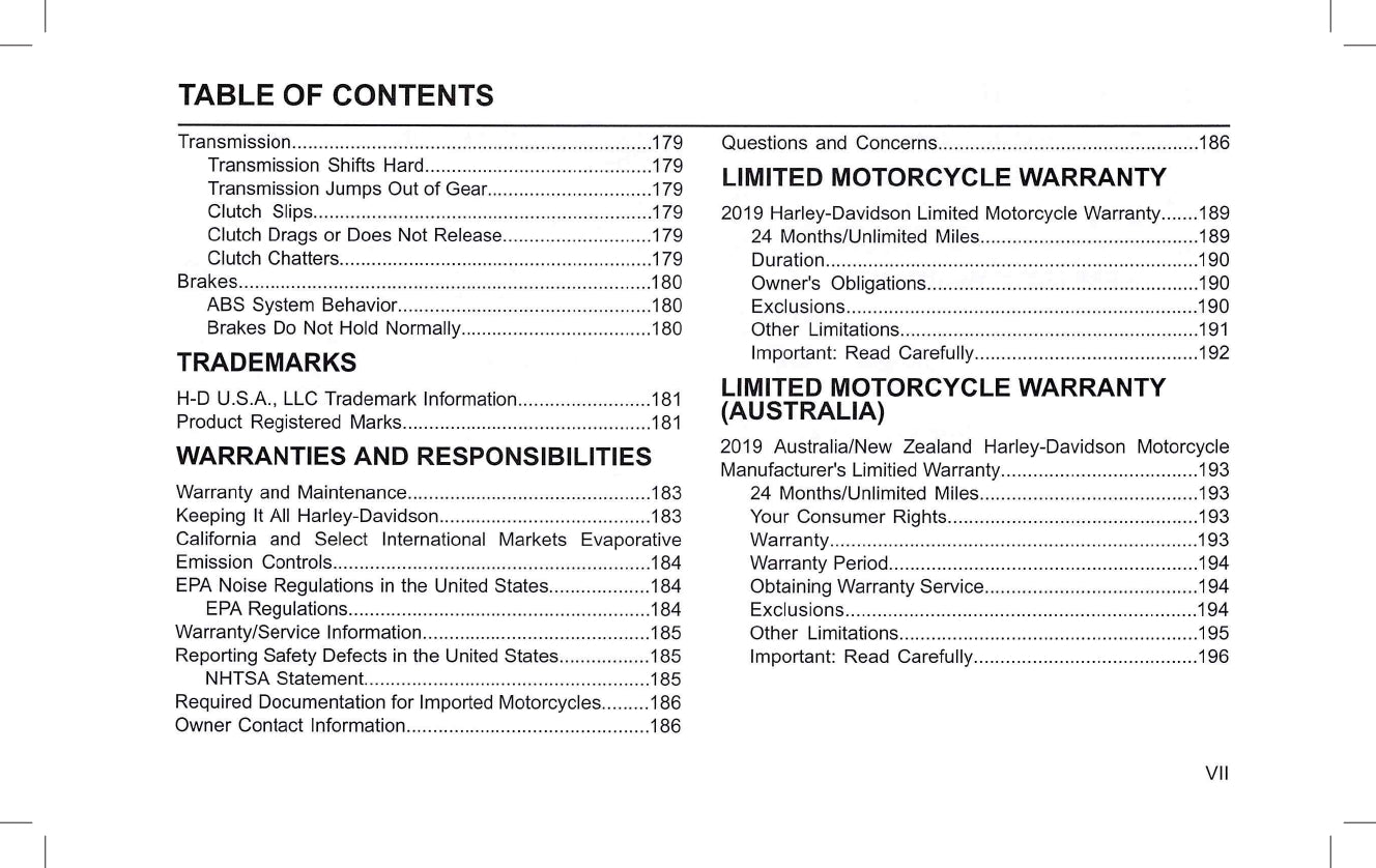 2019 Harley-Davidson Softail Owner's Manual | English