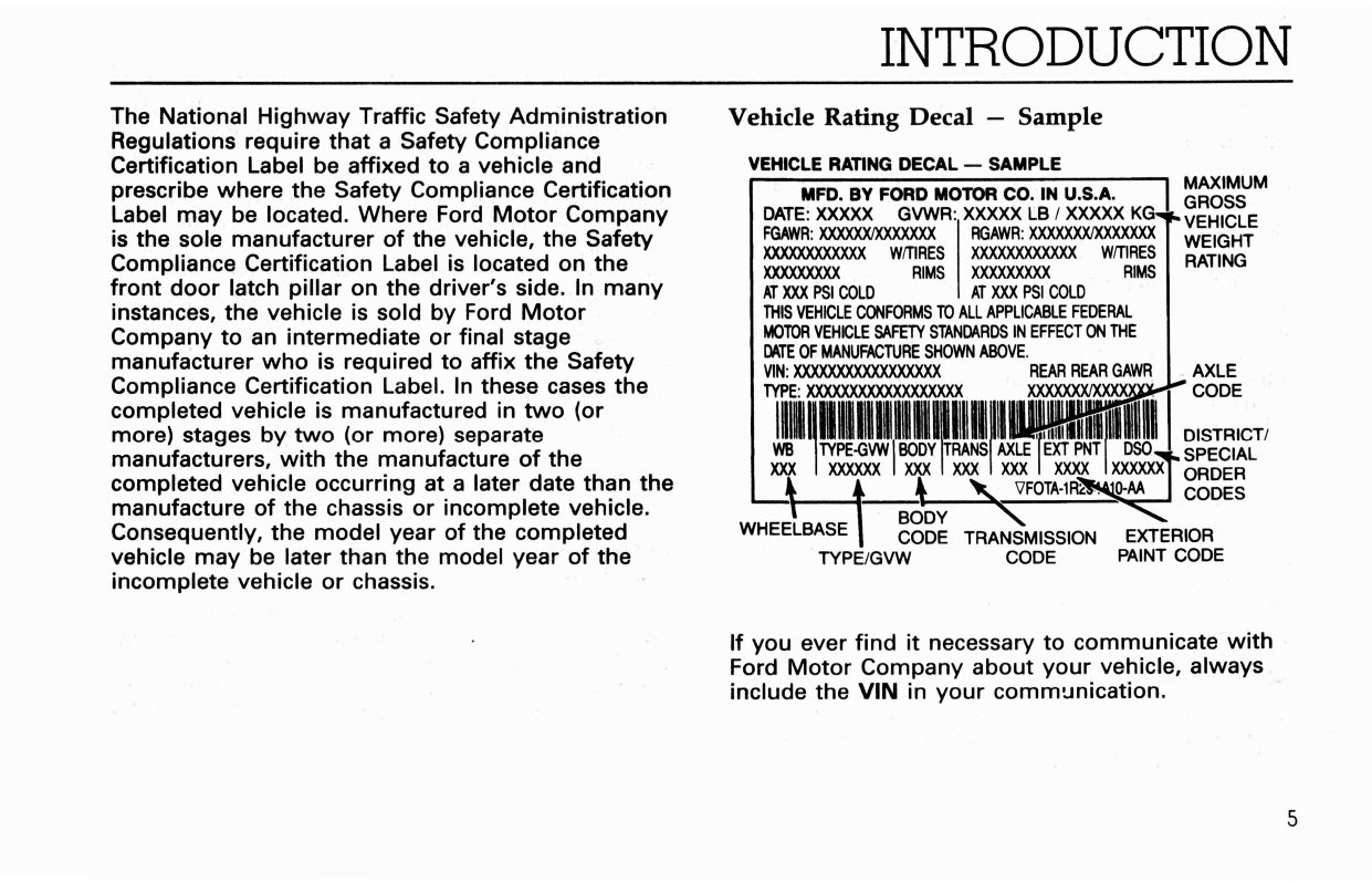 1993 Ford L-Series Owner's Manual | English