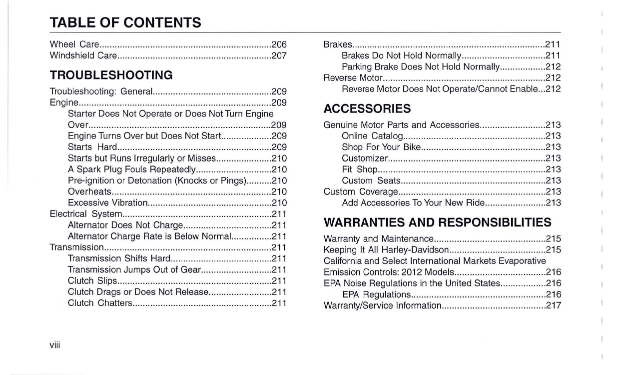 2012 Harley-Davidson Trike Owner's Manual | English