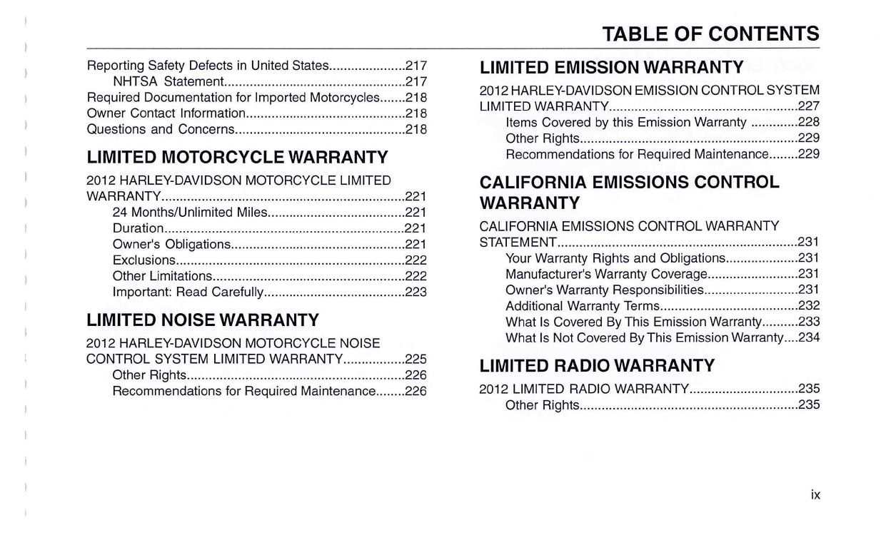 2012 Harley-Davidson Trike Owner's Manual | English