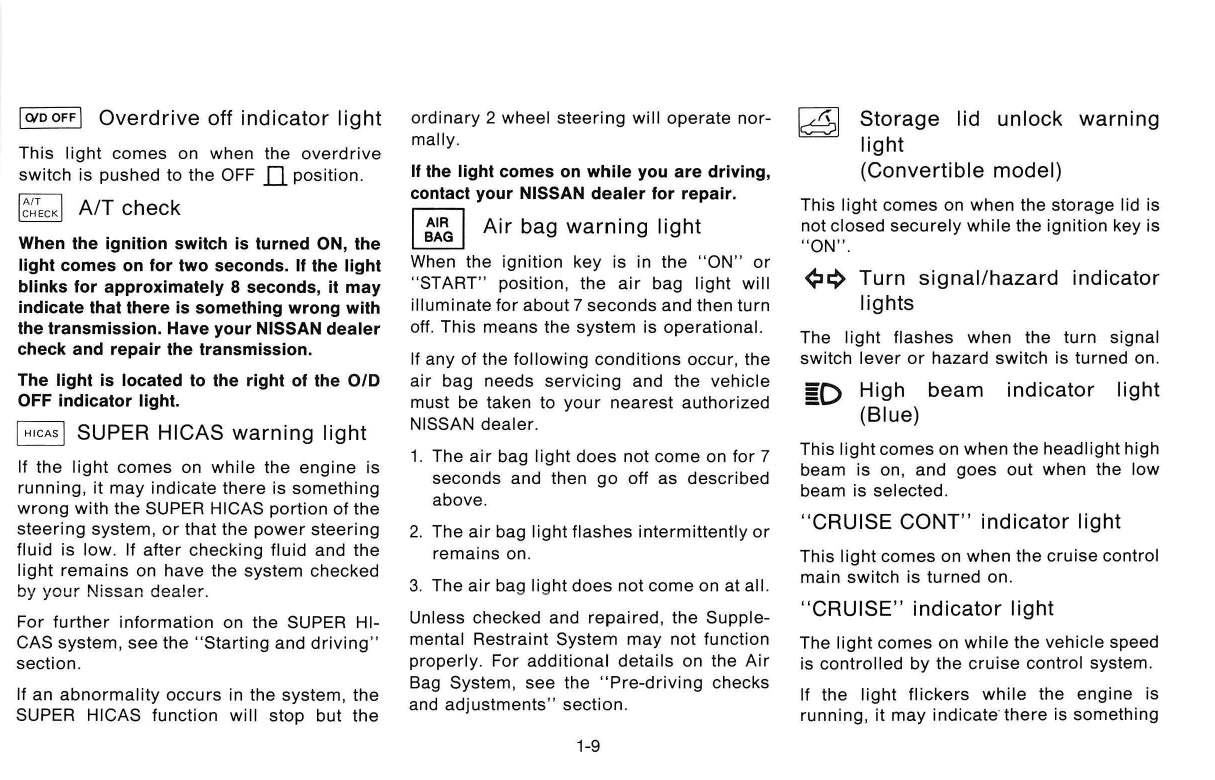 1995 Nissan 300ZX Owner's Manual | English