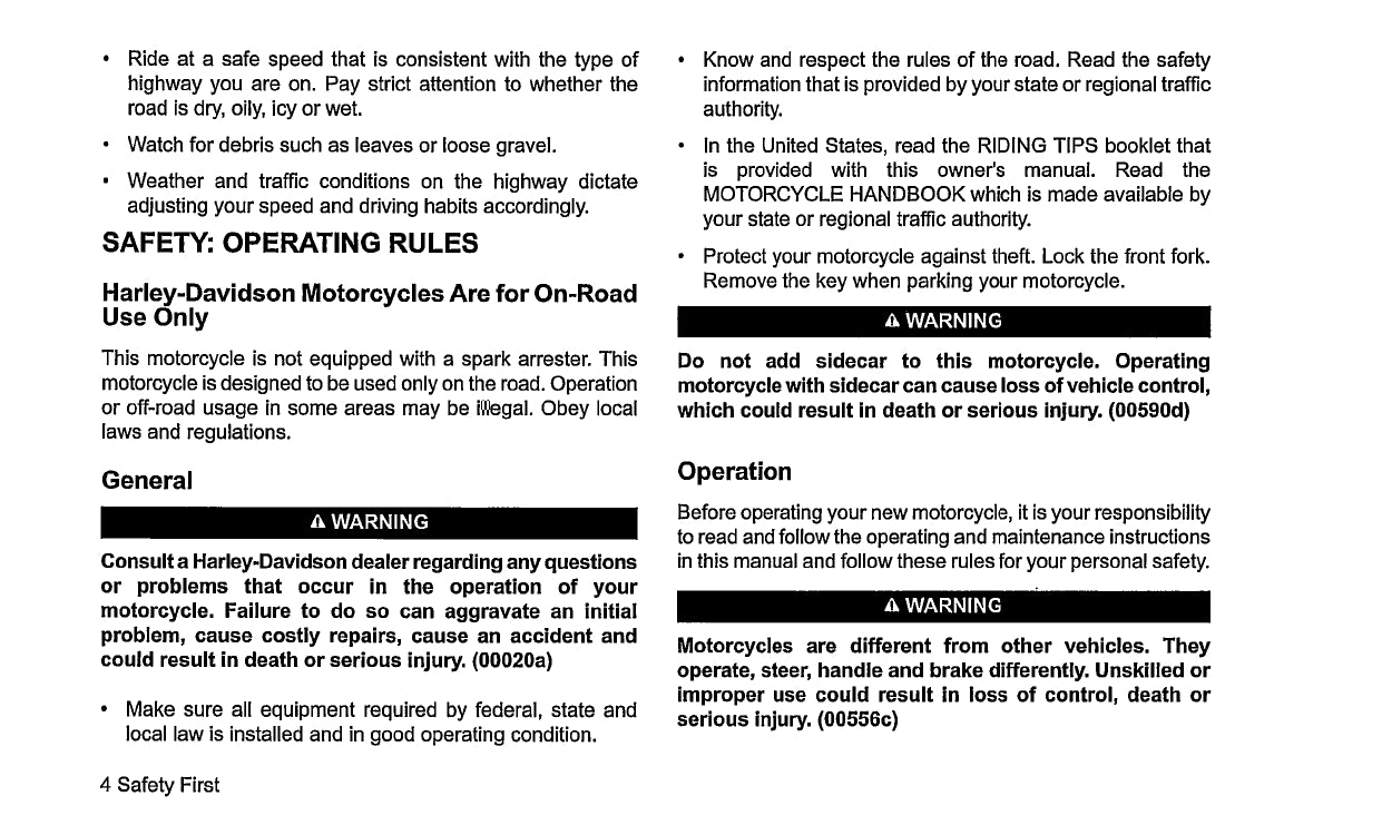 2018 Harley-Davidson Street Owner's Manual | English