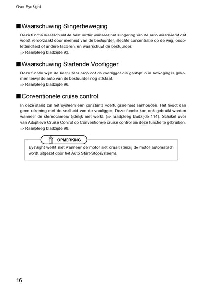 2019 Subaru Outback/Legacy Eyesight Manual | Dutch