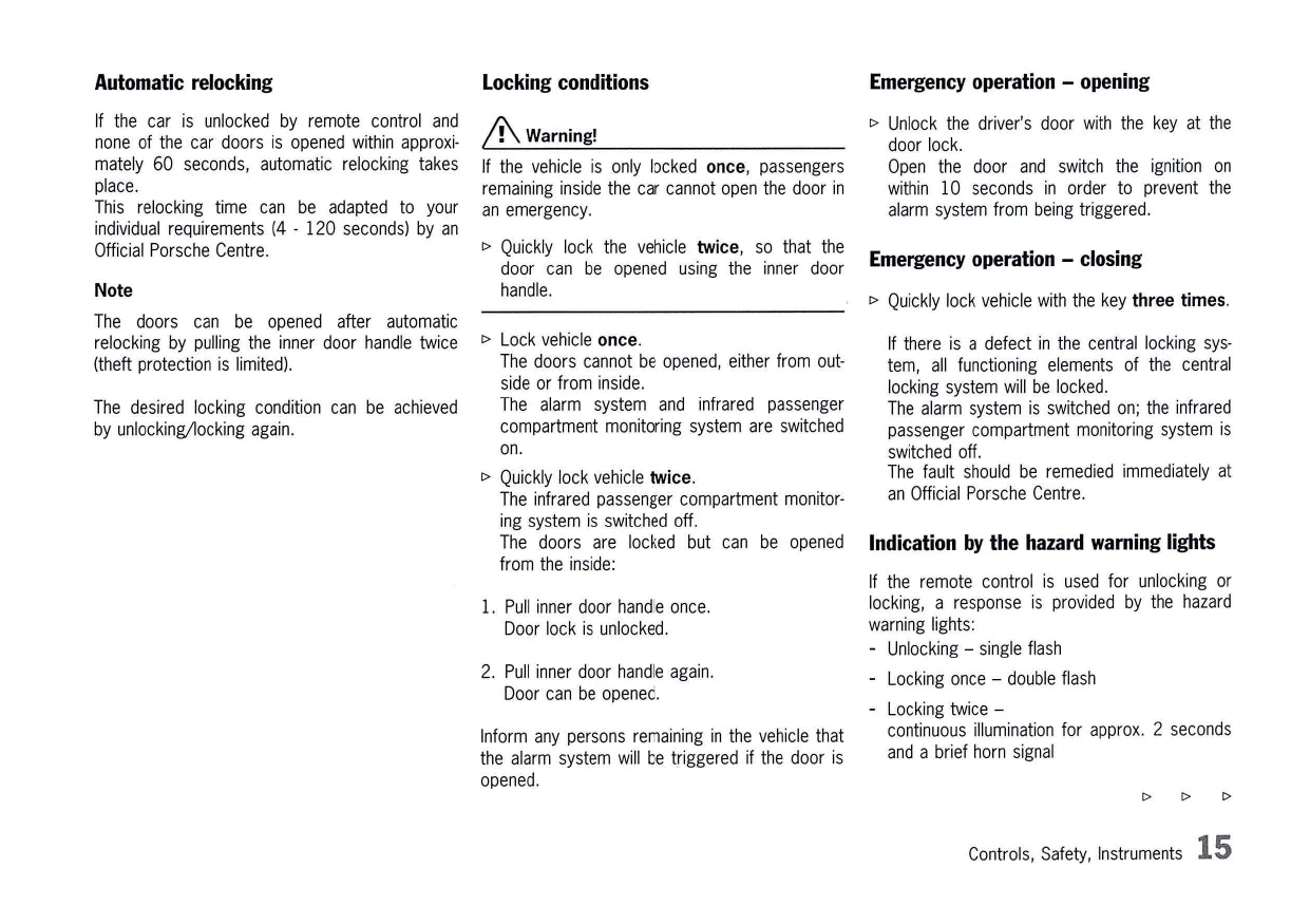 2003 Porsche 911 Carrera Owner's Manual | English