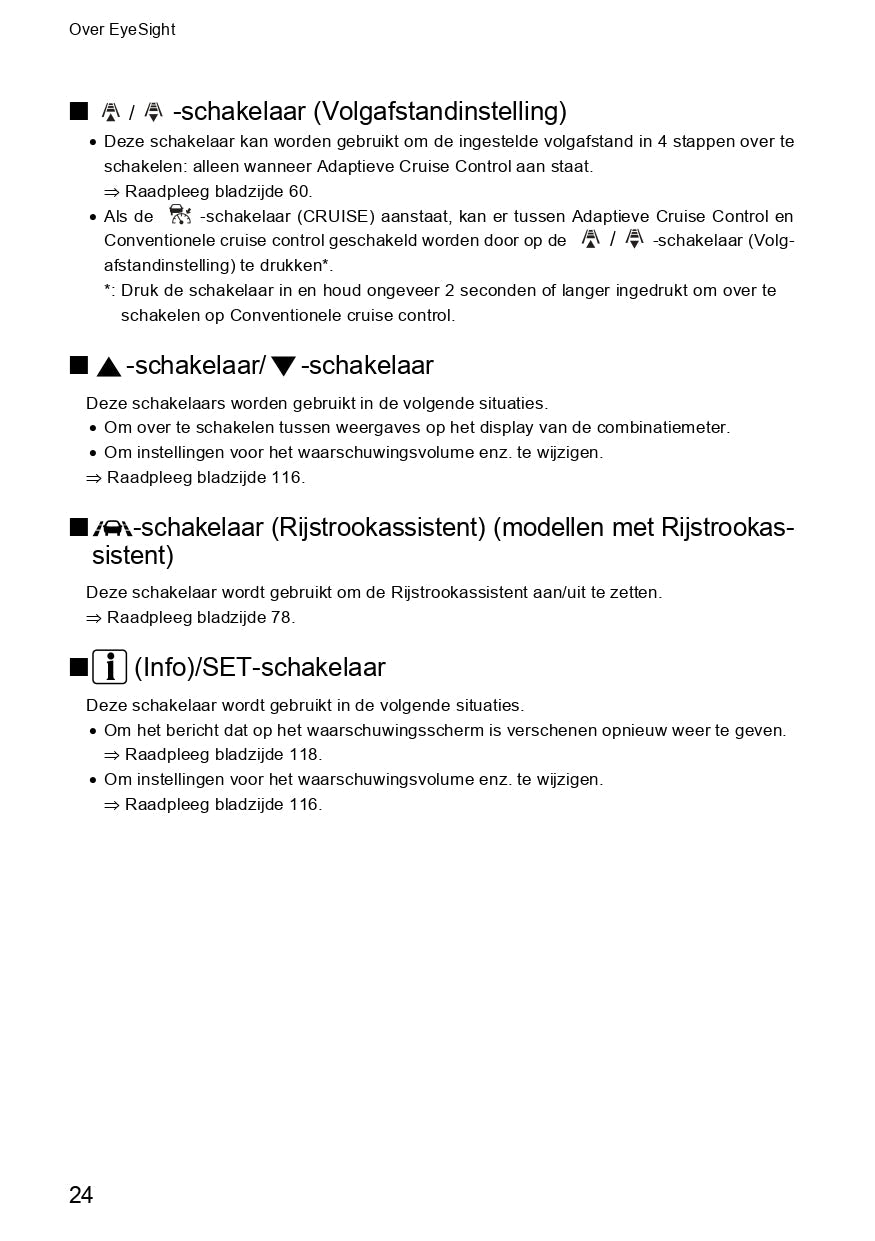 2019 Subaru Outback/Legacy Eyesight Manual | Dutch