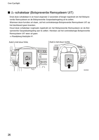 2019 Subaru Outback/Legacy Eyesight Manual | Dutch