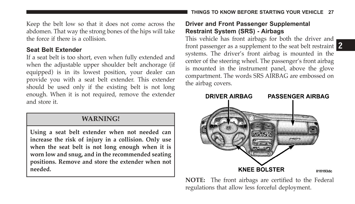 2004 Dodge Neon SRT-4 Owner's Manual | English