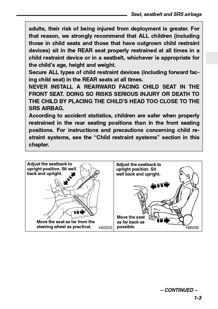 2003 Subaru Baja Owner's Manual | English