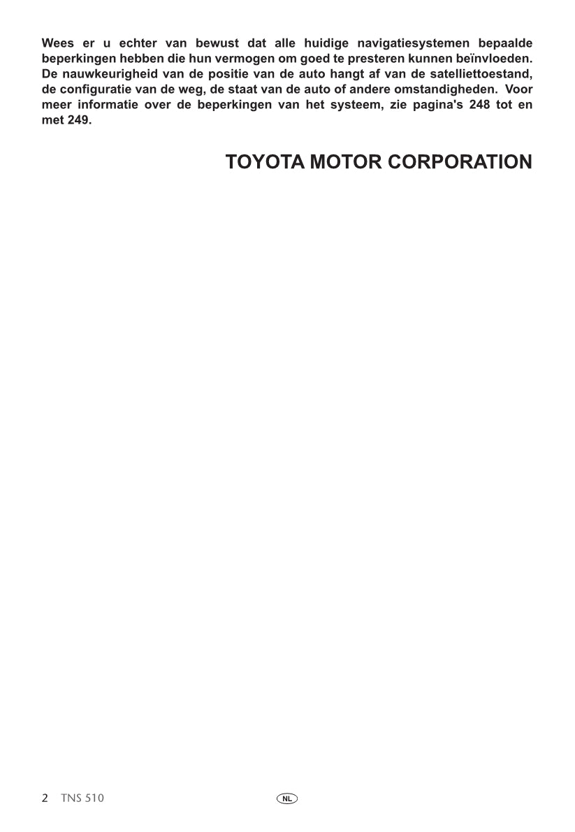 Toyota TNS 510 Handleiding