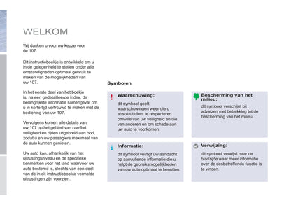 2012-2014 Peugeot 107 Owner's Manual | Dutch