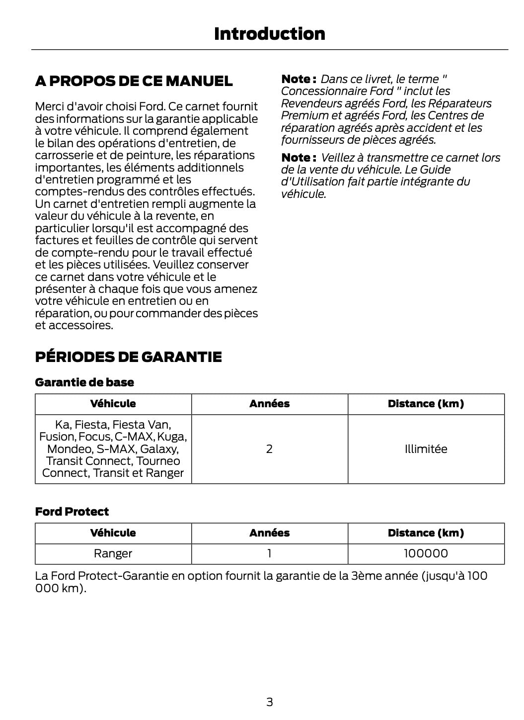 Ford Carnet D’entretien et de Garanties