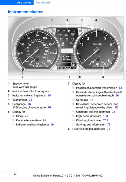 2012-2013 BMW 1 Series Owner's Manual | English