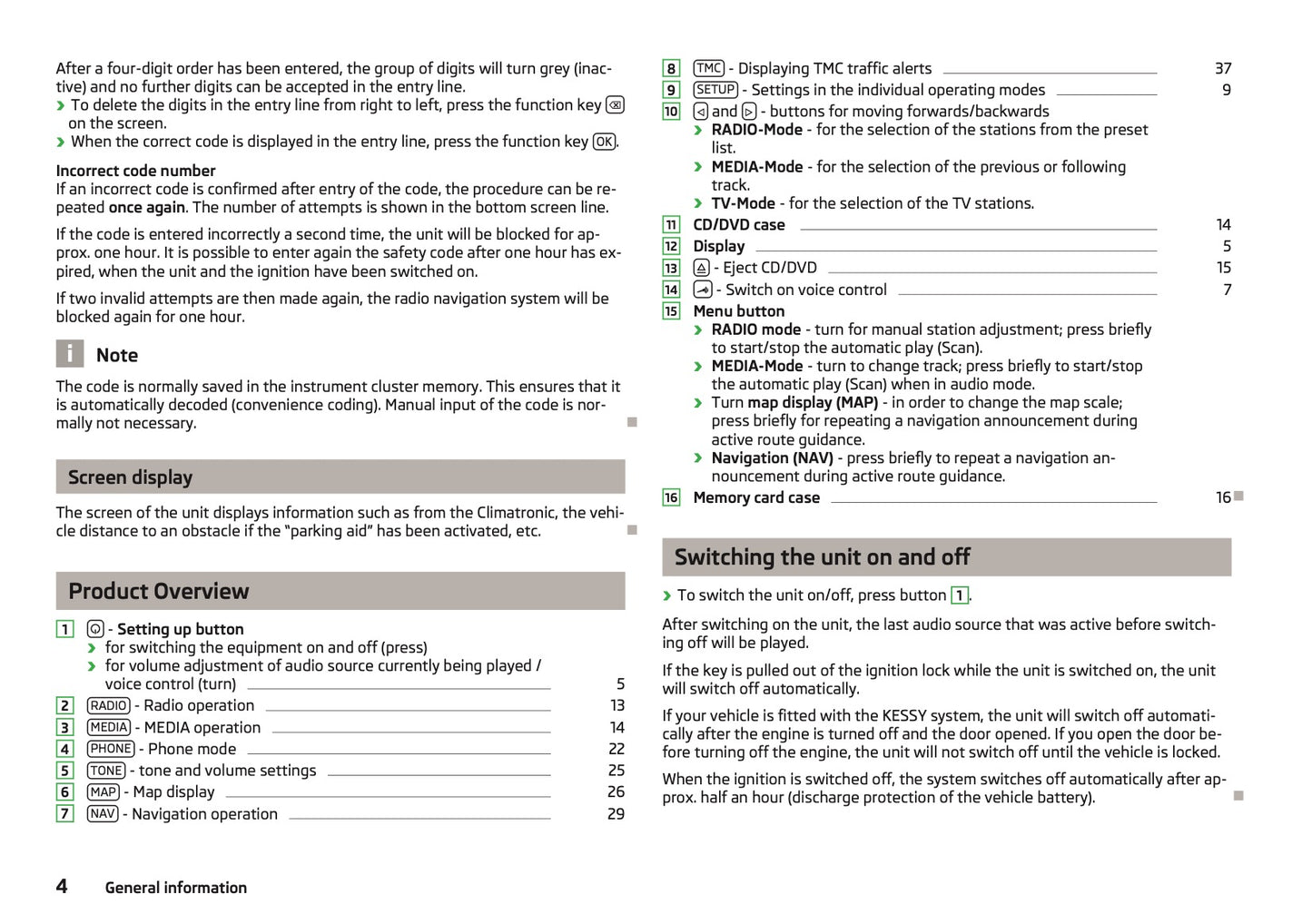 Skoda Navigation System Columbus Owner's Manual 2012