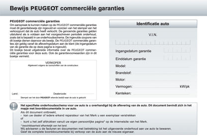 Peugeot Garantie- en Onderhoudsboekje 2016 - 2023