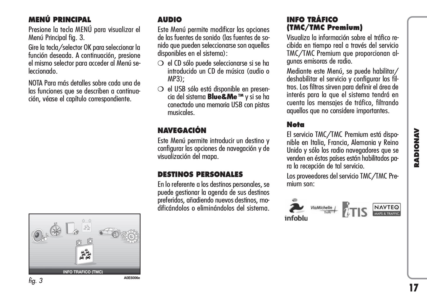 Alfa Romeo Radio Nav Instrucciones 2010 - 2011