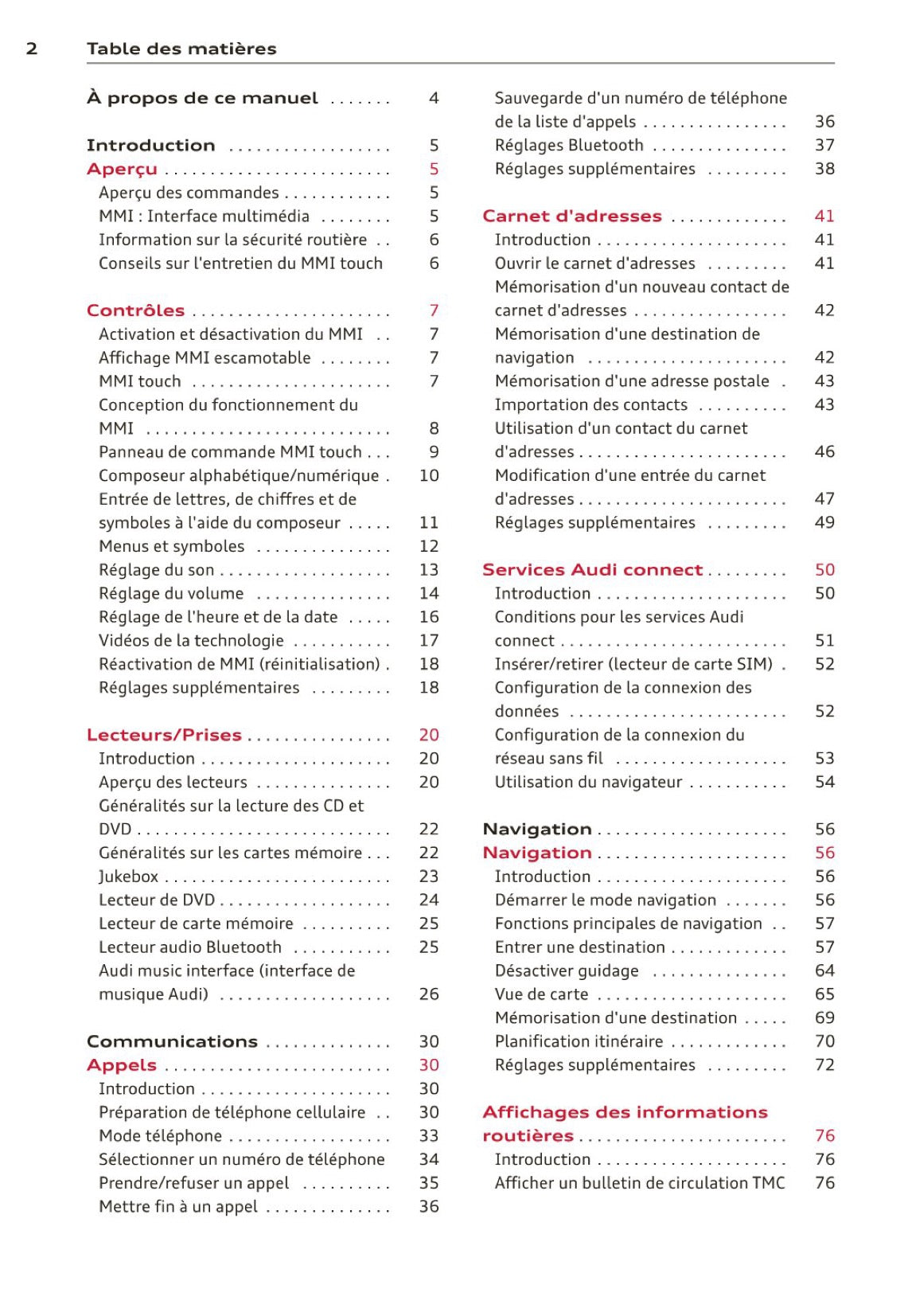 Audi Navigation MMI Plus Guide d'utilisation 2013