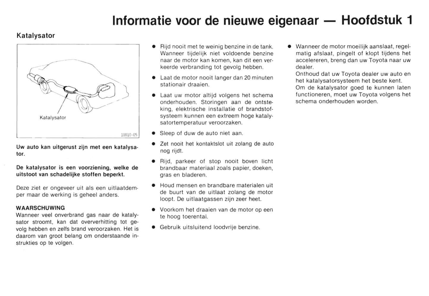 1985-1986 Toyota Starlet Owner's Manual | Dutch