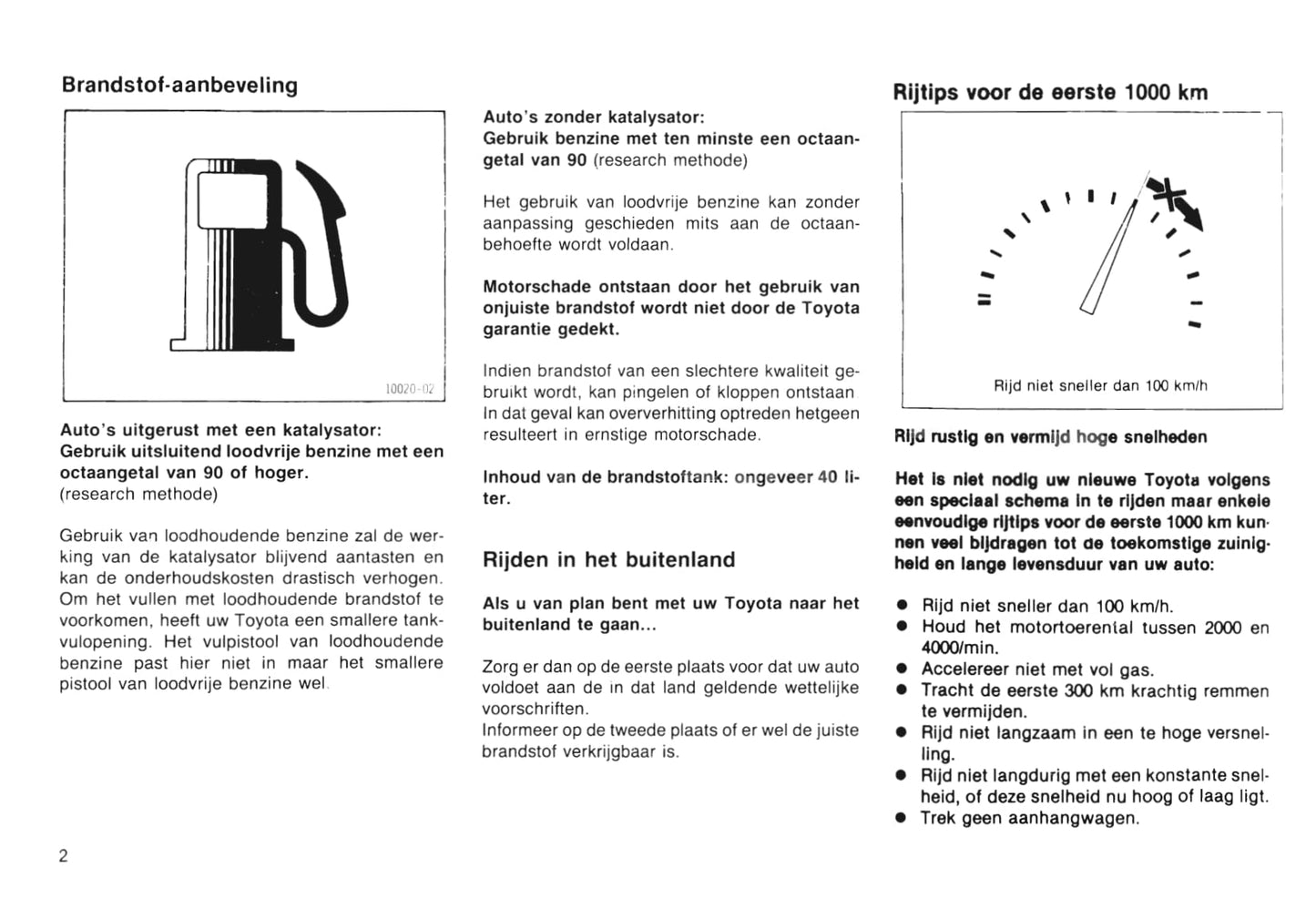 1985-1986 Toyota Starlet Owner's Manual | Dutch